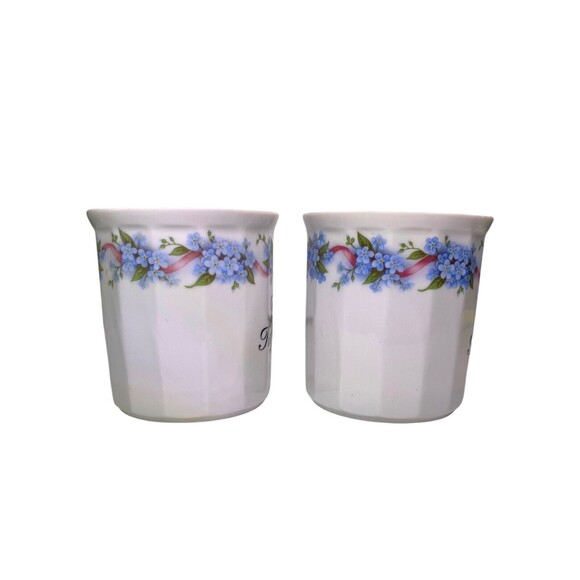Set Of 2 German Coffee Mug Plecher Kaffeehaferl White With Floral Print Germany - Picture 5 of 9